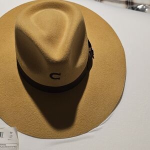 Charlie 1Horse Mustard Wide-Brim Fedora Hat with Brown Band